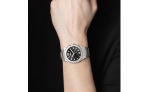 Lotus Man - Quartz - Mineral - Steel Bracelet, Black Dial