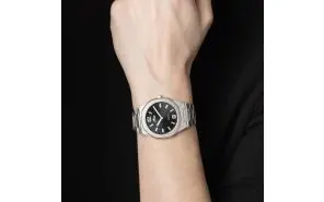 Lotus Man - Quartz - Mineral - Steel Bracelet, Black Dial