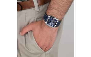 Lotus Man - Quartz - Mineral - Blue Leather Strap