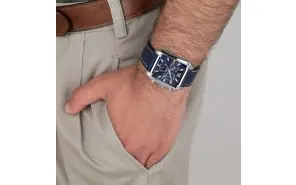 Lotus Man - Quartz - Mineral - Blue Leather Strap