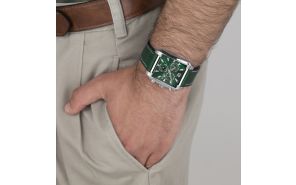 Lotus Man - Quartz - Mineral - Green Leather Strap