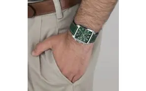 Lotus Man - Quartz - Mineral - Green Leather Strap