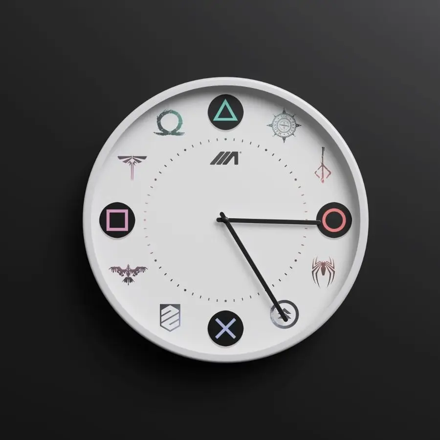 PlayStation Icons Wall Clock - Gaming Symbols - Sleek Design