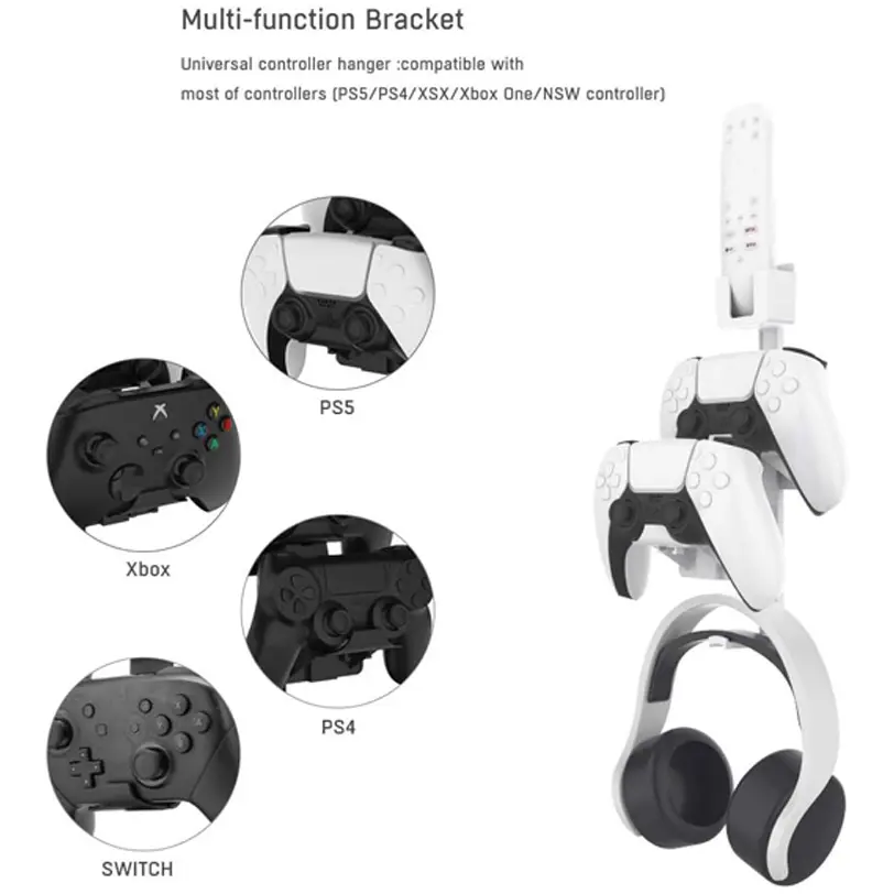 JYS Universal Controller Wall Mount - Headset Hanger - PS5/Xbox/Switch