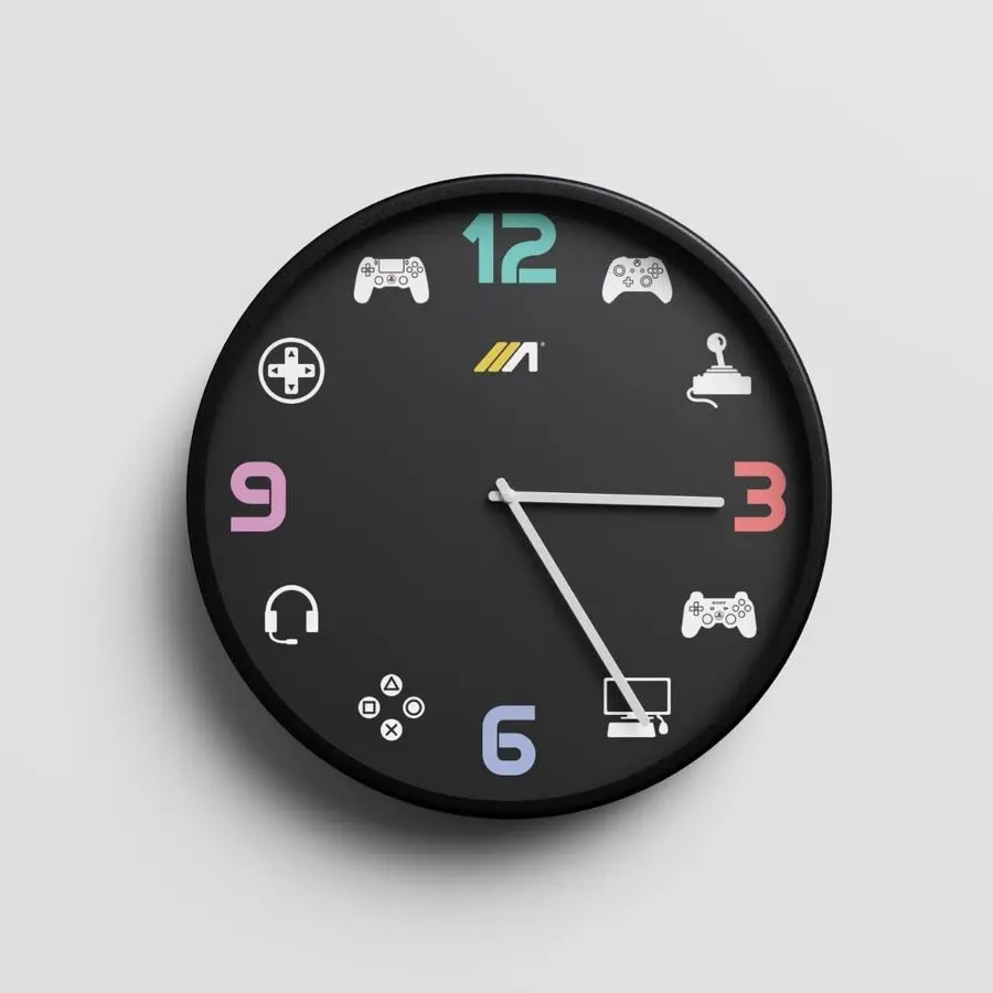 Gaming Wall Clock ICON Black - Sleek - Modern Design