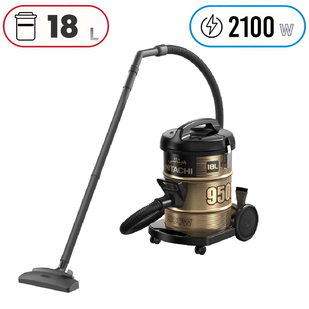 Hitachi CV-950F-BK Drum Vacuum Cleaner - 2100W - 18 L - Black