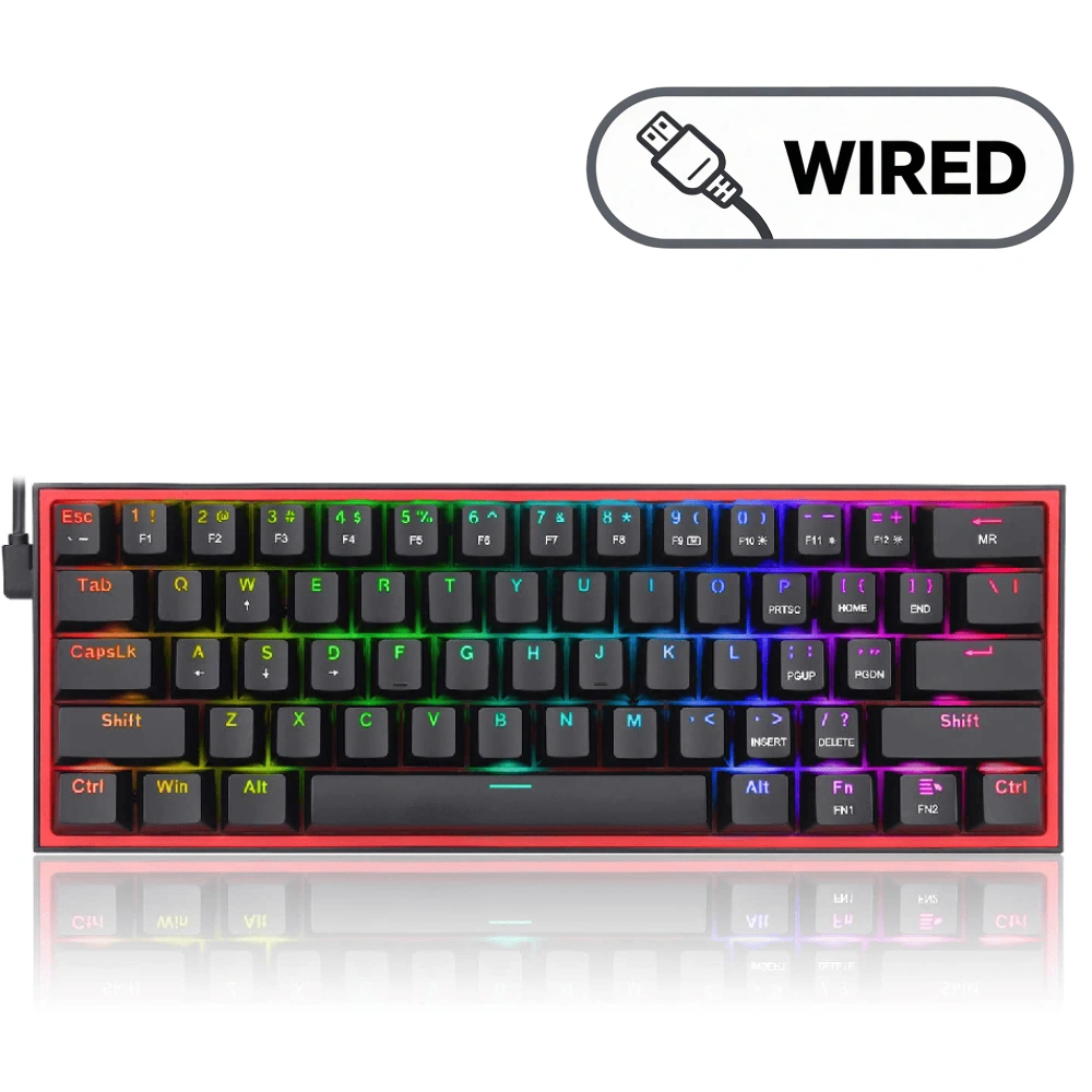 Redragon K617 FIZZ Mechanical Keyboard - 61 Keys - Wired - Black
