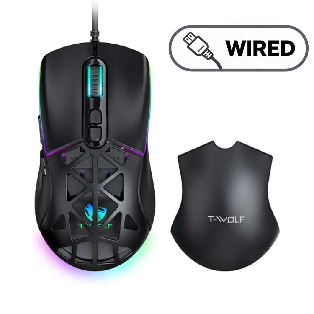 T-WOLF G520 Gaming Mouse - 7 Buttons - Wired - Black