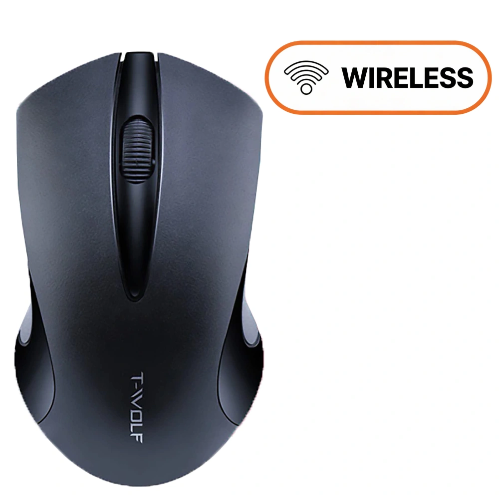 T-WOLF Q2 Mouse - 3 Buttons - Wireless - Black