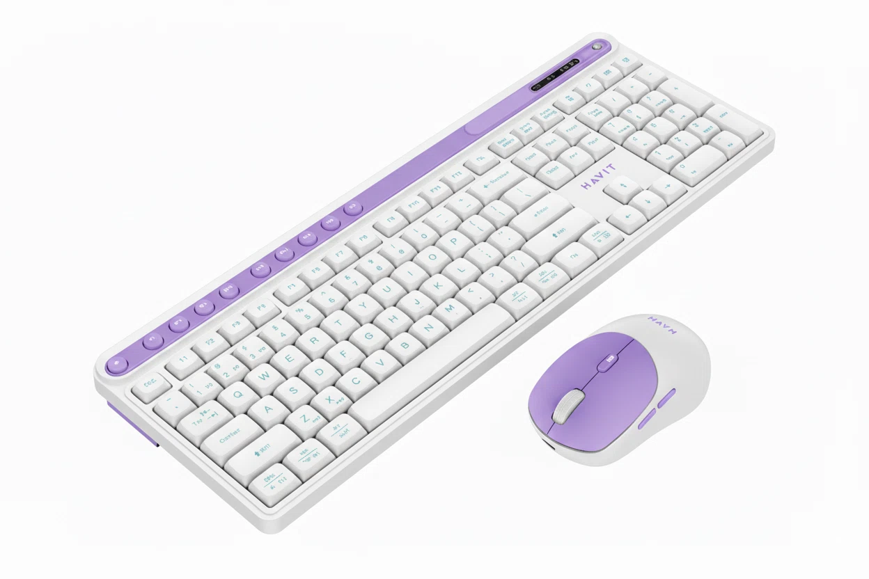 Havit KB271WB Wireless keyboard+mouse combo white+purple (keyboard and mouse)
