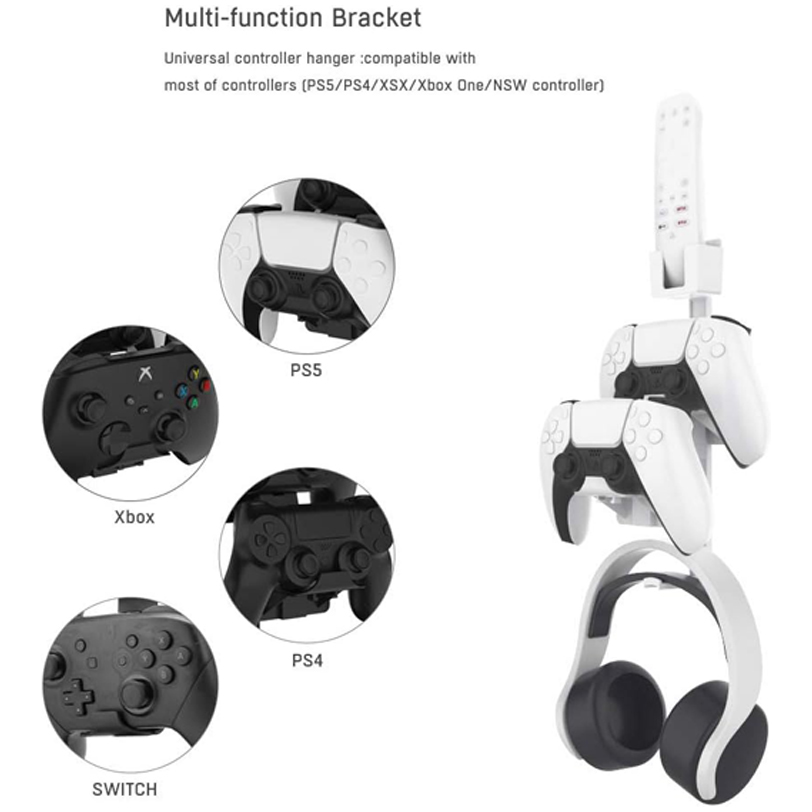 JYS Universal Controller Remote Wall Mount With Headset Hanger White