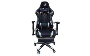 Jertech GR-101 Ergonomic Reclining Gaming Chair with Lumbar Support and Footrest - Black