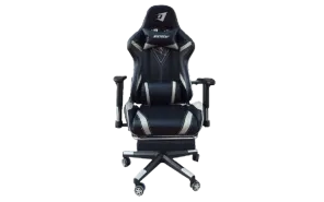 Jertech GR-101 Ergonomic Reclining Gaming Chair with Lumbar Support and Footrest - Black