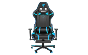 Jertech GR-101 Ergonomic Reclining Gaming Chair with Lumbar Support and Footrest - Blue