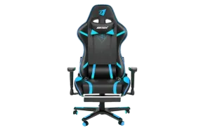 Jertech GR-101 Ergonomic Reclining Gaming Chair with Lumbar Support and Footrest - Blue