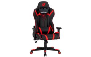 Jertech GR-101 Ergonomic Reclining Gaming Chair with Lumbar Support and Footrest - Red