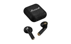 Marshall Minor IV TWS - Black- Play Time: 5 Hrs/ 25 Hrs With Case - Quick Charging: 15 Mins gives 3 Hrs- Bluetooth Range: 10 m / 30 ft- Water Resistance IPX4 - Marshall Bluetooth app