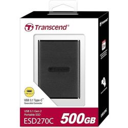 Transcend ESD270C500GB 500GB Portable SSD USB 3.1 Gen2 Type-C Ultra Slim External Storage