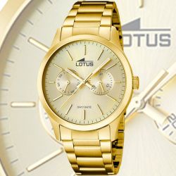 Lotus Man - Quartz - Mineral - Gold-Tone Steel Bracelet
