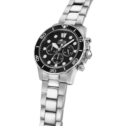 Lotus Man - Quartz - Mineral - Steel Bracelet, Black Bezel