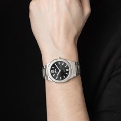 Lotus Man - Quartz - Mineral - Steel Bracelet, Black Dial