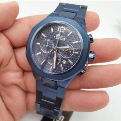 Lotus Man - Quartz - Mineral - Blue Pvd Steel Bracelet