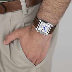 Lotus Man - Quartz - Mineral - Brown Leather Strap