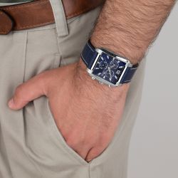 Lotus Man - Quartz - Mineral - Blue Leather Strap