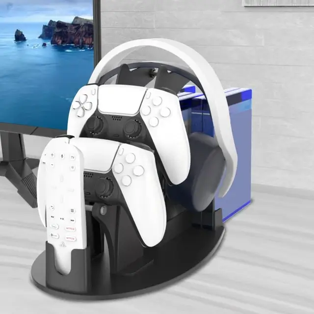 JYS PS5 Organizer and Display Stand - Black - Controller & Headset Slots