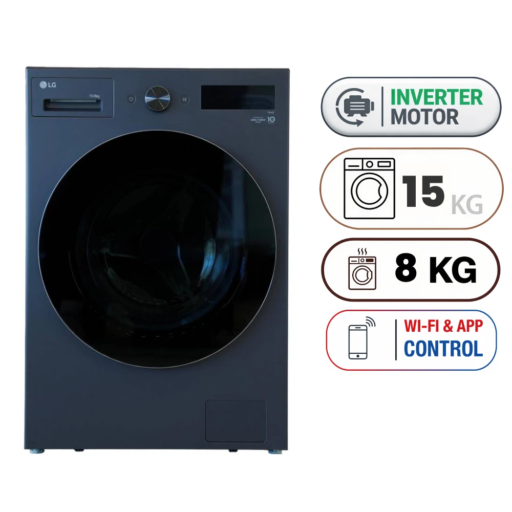LG WDN1508GRP Front Load Washing Machine and Dryer - 15 kg - 8 kg - Inverter - Essence Graphite