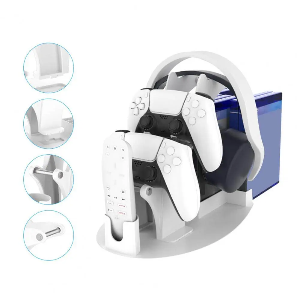 JYS PS5 Organizer Stand - Dual Controller Mount - Headphone Stand