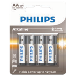 Philips AA Alkaline Batteries LR6A4B – 4 Pack