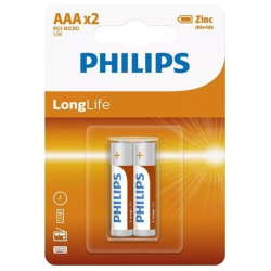 Philips AAA Long Life Batteries R03L2B – 2 Pack