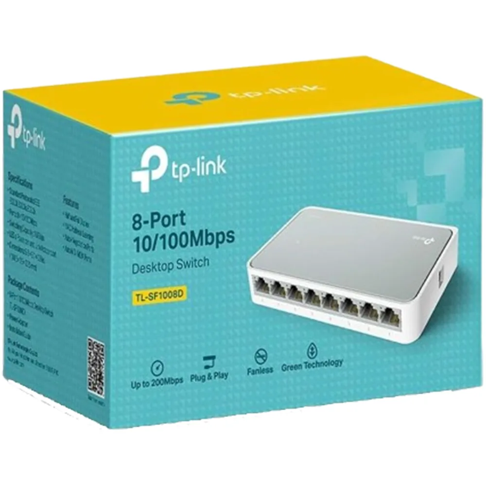 TP-Link TL-SF1008D 8-Port 10/100Mbps Fast Ethernet Switch Fanless Green Tech Design