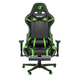Jertech GR-101 Ergonomic Reclining Gaming Chair with Lumbar Support and Footrest - Green