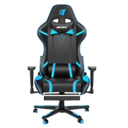 Jertech GR-101 Ergonomic Reclining Gaming Chair with Lumbar Support and Footrest - Blue