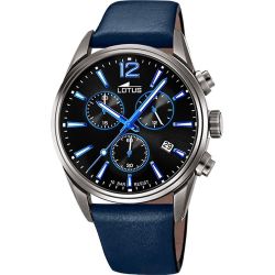 Lotus Man - Quartz - Mineral - Blue Leather Strap