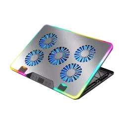 A9R Laptop Cooling Pad 6-Fan Iron Plate Dual USB Cooling Stand with 5-Level Adjustment