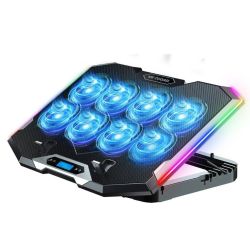 K108 RGB For laptop Cooling Pad10 Adjustable RGB Modes, LCD Display, Dual USB Ports, Silent Operation K108FAN