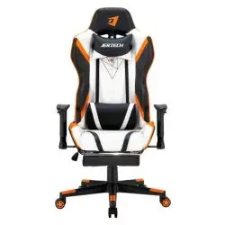 Jertech GR-101 Ergonomic Reclining Gaming Chair with Lumbar Support and Footrest - White