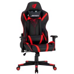Jertech GR-101 Ergonomic Reclining Gaming Chair with Lumbar Support and Footrest - Red