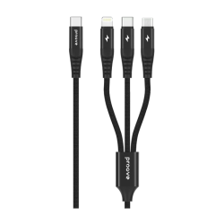 Proove Cable Hydra 3 in1 Type-C + Micro USB +  Lightning (1m) black (كيبل(
