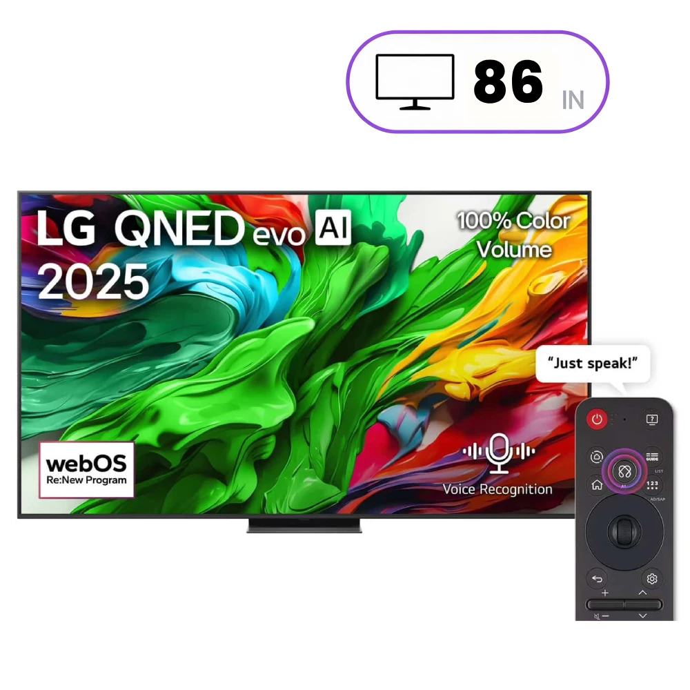 LG 86QNED86A6A Television - 86 Inch - 4K Ultra HD - 144 Hz - Smart webOS TV - Mini-LED - Black