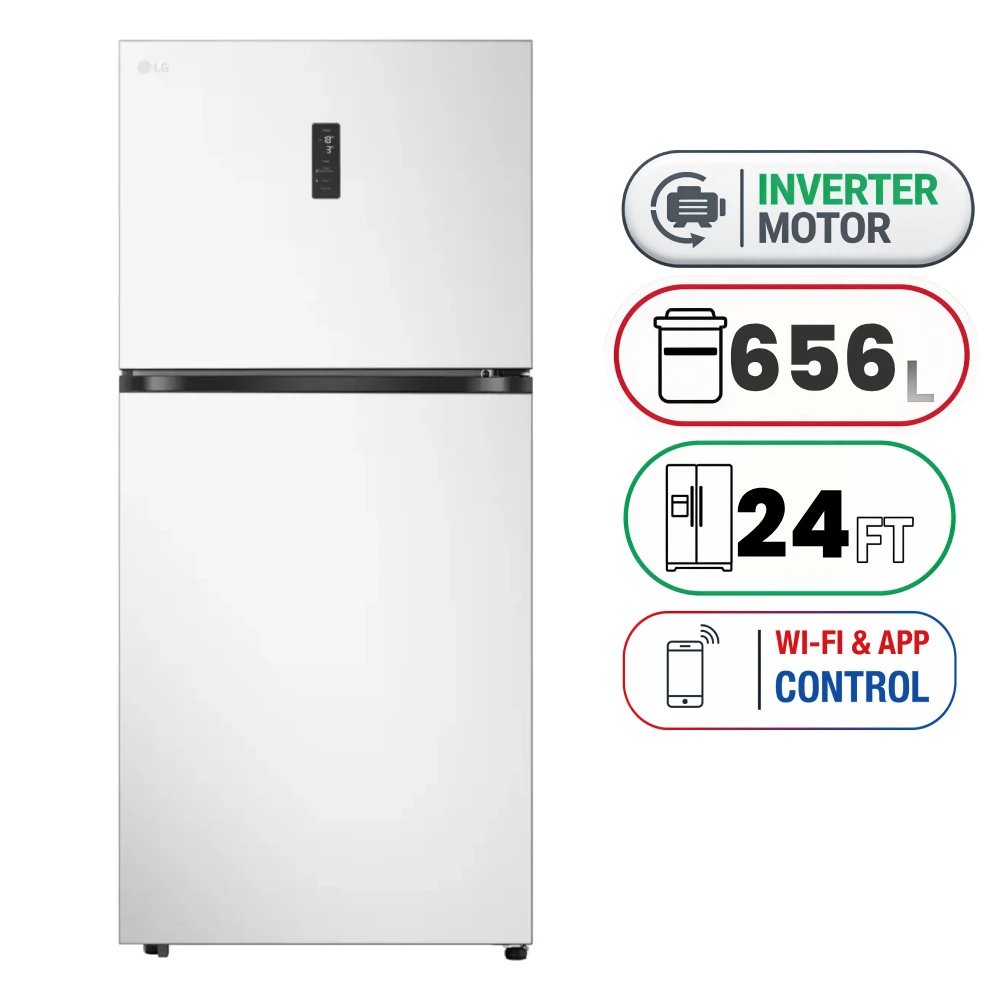 LG GRF-862BVWB Large Double Door Refrigerator - 656 L - 24 Ft - Inverter - Essence White